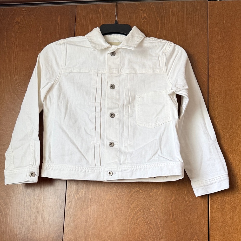 Adriano Goldschmied 3/4 Sleeve Single Chest Pocket White Jean Jacket NWOT Sz S